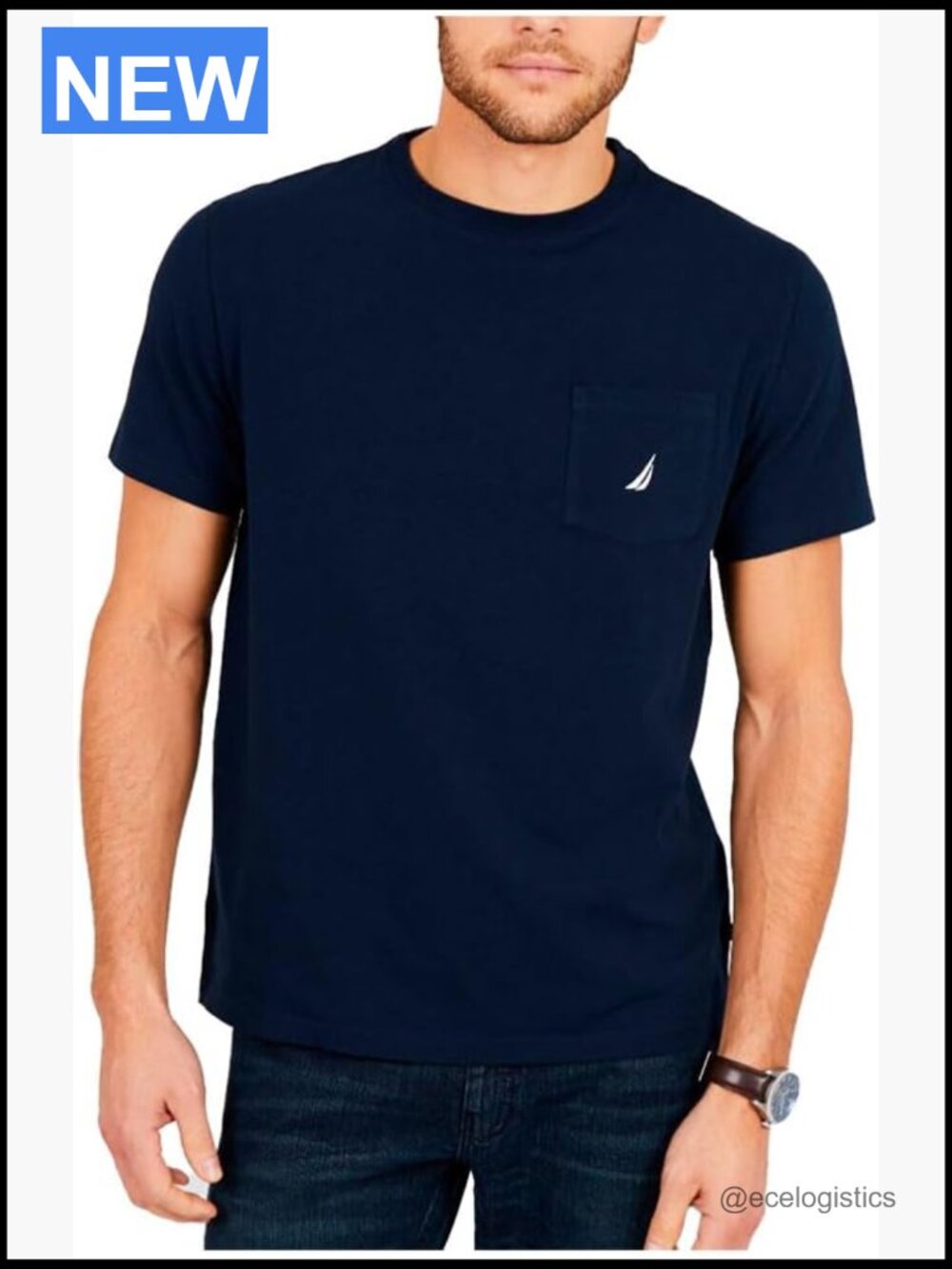 Classic Fit Pocket T-Shirt Crew Neck Short Sleeve Cotton Spandex